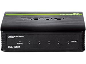 TRENDnet 5-Port Unmanaged 10/100 Mbps GREENnet Ethernet Desktop Plastic Housing Switch, 5 X 10/100 Mbps Ports, 1Gbps Switching Capacity, TE100-S5