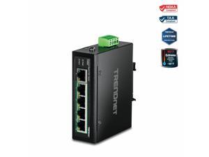 TRENDnet TI-PG50 Unmanaged 5-Port Industrial Gigabit PoE+ DIN-Rail Switch TRENDnet TI-PG50 Unmanaged 5-Port Industrial Gigabit PoE+ DIN-Rail Switch