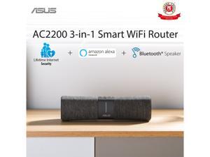ASUS Lyra Voice Home Mesh WiFi System AC2200, Tri-Band, AiProtection Security by Trend Micro, Parental Control, Amazon Alexa Built-in, Bluetooth, Two 8W Stereo Speakers ASUS Lyra Voice Home Mesh WiFi System AC2200, Tri-Band, AiProtection Security by Trend Micro, Parental Control, Amazon Alexa Built-in, Bluetooth, Two 8W Stereo Speakers