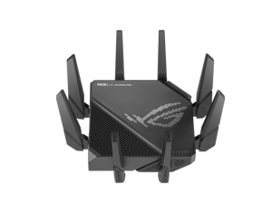 ASUS ROG Rapture GTAX11000 Pro TriBand WiFi 6 gaming router 10G port Quadcore 20 GHz CPU ASUS RangeBoost Plus UNII4 Triplelevel game acceleration Lifetime internet security AiMesh support