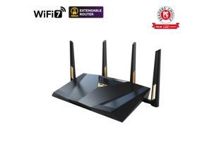 ASUS RT-BE88U Dual-band WiFi 7 AiMesh Extendable Performance Router, 4K-QAM, MLO, Dual 10G ports, SFP+, Four 2.5G ports, Four 1G ports, 34G WAN/LAN capacity, Subscription-free network security
