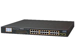 Planet GSW2620VHP 24Port 101001000T 8023at PoE  2Port Gigabit SFP Ethernet Switch with LCD PoE Monitor 300W