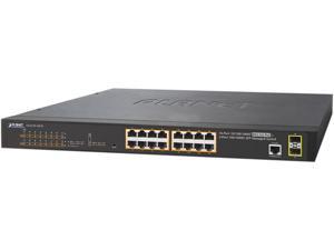 PLANET GS421016P2S Managed 16Port 101001000T 8023at PoE  2Port 1001000X SFP Managed Switch