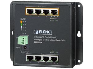 Planet WGS804HPT Industrial 8Port 101001000T Wallmounted Managed Switch with 4Port PoE 40  75 degrees C