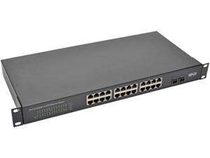 Tripp Lite 24-Port Rack-Mount/Desktop Gigabit Ethernet Unmanaged Switch, 10/100/1000 Mbps, 2 Gigabit SFP Ports, Metal Housing, 1URM (NG24)