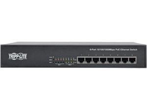Tripp Lite 8-Port Rack-Mount/Desktop Gigabit Ethernet Unmanaged Switch with PoE, 10/100/1000 Mbps, 1URM (NG8POE)