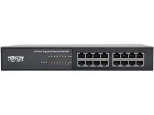Tripp Lite 16-Port Rack-Mount/Desktop Gigabit Ethernet Unmanaged Switch, 10/100/1000 Mbps, Metal Housing, 1URM (NG16)