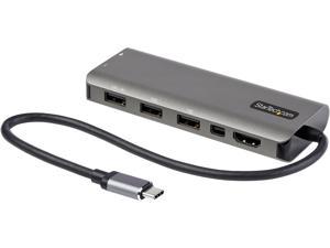 USB C Multiport Adapter, USB-C to HDMI or Mini DisplayPort 4K 60Hz, 100W Power Delivery Pass-Through, 4-Port 10Gbps USB Hub, USB Type-C Mini Dock, 12"/30cm Long Attached Cable - Works w/ Thunderbolt 3
