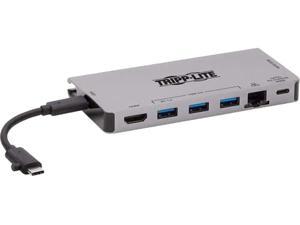 Tripp Lite Gray U442-DOCK5D-GY USB-C Dock with Detachable Cord, 4K HDMI, 3x USB-A Ports, Gbe, SD Card Reader, 100W PD 3.0