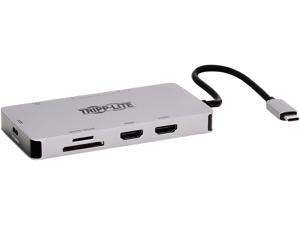 Tripp Lite USB C Dock Dual-Display HDMI USB Hub Memory Card Gbe PD Charging