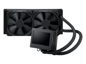ASUS ROG Ryujin III 240 all-in-one liquid CPU cooler with 240mm radiator. Asetek 8th gen pump, 2x Noctua industrialPPC 120mm fans, 3.5” color LCD