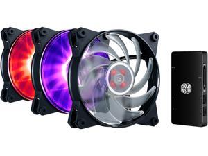 3 MasterFan Pro 120 Air Balance RGB with Hybrid-Design Fan Blade, Speed Profiles, and Customizable Color Options with RGB LED Controller by Cooler Master