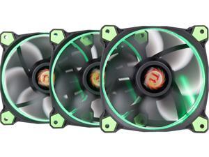 Thermaltake Riing 12 High Static Pressure 120mm Circular Ring LED Case/Radiator Fan with Anti-vibration Mounting System - Green - 3 PKS Thermaltake Riing 12 High Static Pressure 120mm Circular Ring LED Case/Radiator Fan with Anti-vibration Mounting System - Green - 3 PKS