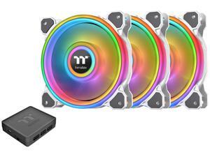 Thermaltake Riing Quad CL-F101-PL14SW-B 140mm RGB LED Radiator Fan White 3 Pack Thermaltake Riing Quad CL-F101-PL14SW-B 140mm RGB LED Radiator Fan White 3 Pack