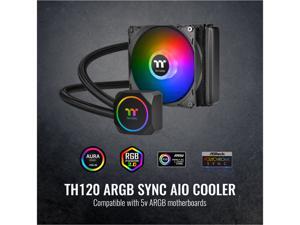 Thermaltake TH120 ARGB Motherboard Sync Edition Intel/AMD All-in-One Liquid Cooling System 120mm High Efficiency Radiator CPU Cooler, CL-W285-PL12SW-A LGA 1700 Compatible