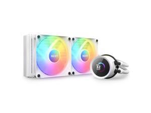 NZXT Kraken RGB 240mm - RL-KR240-W1- AIO RGB CPU Liquid Cooler - LCD Display - 2 x F120RGB Core Fans Radiator Fans White LGA 1851 / AM5 Compatible