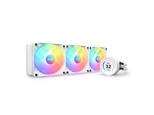 NZXT Kraken Elite RGB 360mm - RL-KR36E-W1 – RGB AIO CPU Liquid Cooler – Customizable LCD Display - 3 x F120RGB Core Fans Radiator Fans White LGA 1851/1700 AMD AM5 Compatible