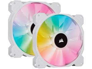 CORSAIR iCUE SP140 RGB ELITE Performance 140mm White PWM Dual Fan Kit with iCUE Lighting Node CORE