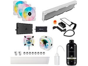CORSAIR Hydro X Series iCUE XH303i RGB PRO Custom Cooling Kit - White - Hardline CPU Cooling Loop - CPU Water Block - Compact Pump/Reservoir Combo - Radiator - 3x RGB Fans - iCUE Software Control
