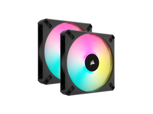 CORSAIR iCUE AF140 RGB ELITE 140mm PWM Dual Fan Kit - Eight RGB LEDs Per Fan - Included iCUE Lighting Node CORE Controller -  AirGuide Technology