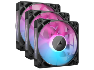 CORSAIR iCUE Link RX120 RGB 120mm PWM Fans with iCUE Link System Hub - Magnetic Dome Bearing - Triple Pack - Black