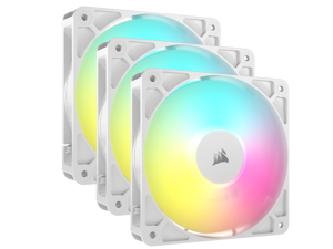 CORSAIR RS120 ARGB PWM 120mm Fans Triple Pack - White - Simplified Control - Daisy-Chain 4-Pin PWM and +5V ARGB Connections - Concentrated AirGuide Cooling - Magnetic Dome Bearing