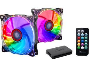 Rosewill RGB Case Fan Set, 120mm Case Fans with 17-Key Remote Control & 8-Port RGB Fan Hub, 2 x 120 mm RGB Case Fans Set Ultra-Quiet PC Fan Set (2-Pack) - RGBF-17002