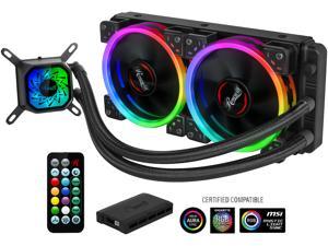 Rosewill RGB AIO 240mm CPU Liquid Cooler,  Closed Loop PC Water Cooling, Quiet Addressable RGB Ring Fans, Intel/AMD Compatible, 400mm Sleeved Tubing - PB240-RGB