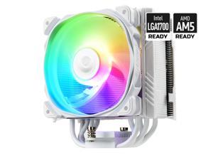 Enermax ETS-T50 Axe ARGB White CPU Air Cooler, 230W+ TDP for Intel/ AMD Universal Socket, AM4 & AM5 / LGA 1700/1200/1151, 5 Direct Contact Heat Pipes, 120mm PWM Fan - AM5 & LGA1700 Ready
