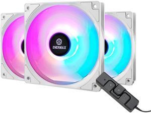 Enermax HF120 RGB PWM 120mm Case Fan, Addressable RGB Sync Via Motherboard/Control Box, 3 Fan Pack- White