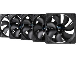 APEVIA AF512S-BK 4 Pin & 3 Pin Silent Case Fan Best Value, 120mm, Black, (5-Pack)