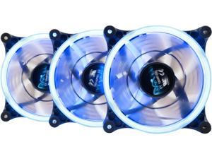 APEVIA 312L-CBL Blue LED 120mm x 120mm x 25mm 4pin+3pin Blue LED Case Fan w/ 30 x Blue LEDs & Anti-Vibration Rubber Pads