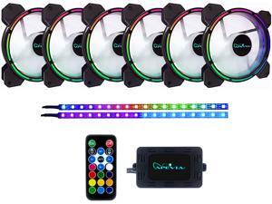 Apevia Arcane AR612L2S-RGB 120mm Silent Addressable RGB Color Changing LED Fan (6 Fans) + 2 x Color Changing Magnetic LED Strips & 4-pin Control Box and RF Remote (6 + 2 Pack) Apevia Arcane AR612L2S-RGB 120mm Silent Addressable RGB Color Changing LED Fan (6 Fans) + 2 x Color Changing Magnetic LED Strips & 4-pin Control Box and RF Remote (6 + 2 Pack)