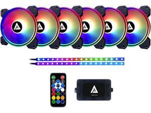 Apevia Electro ET62-RGB 120mm Silent Addressable RGB Color Changing LED Fan (6 fans) + 2 x Color Changing Magnetic LED Strips & 4-pin Control Box and RF Remote (6 + 2 Pack) Apevia Electro ET62-RGB 120mm Silent Addressable RGB Color Changing LED Fan (6 fans) + 2 x Color Changing Magnetic LED Strips & 4-pin Control Box and RF Remote (6 + 2 Pack)