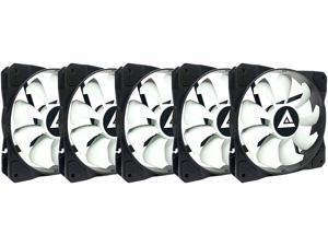 APEVIA 512S-WB 120mm Non-LED Black/White Fan with Anti-Vibration Rubber Pads (5 Pack)
