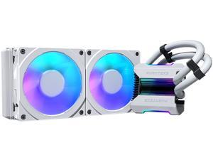 Phanteks Glacier One 240MPH D-RGB AIO Liquid CPU Cooler, Infinity Mirror Pump Cap Design, 2x Silent 120mm MP PWM Fans, 2x D-RGB Halos Fan Frames, White Phanteks Glacier One 240MPH D-RGB AIO Liquid CPU Cooler, Infinity Mirror Pump Cap Design, 2x Silent 120mm MP PWM Fans, 2x D-RGB Halos Fan Frames, White