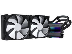 Phanteks Glacier One 280MP D-RGB AIO Liquid CPU Cooler, Infinity Mirror Pump Cap Design, 2x Silent 140mm MP PWM Fans, Black Phanteks Glacier One 280MP D-RGB AIO Liquid CPU Cooler, Infinity Mirror Pump Cap Design, 2x Silent 140mm MP PWM Fans, Black