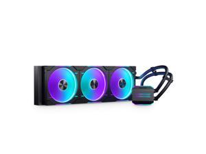 Phanteks Glacier One 420D30 Premium D/A-RGB AIO Liquid CPU Cooler, D/A-RGB Pump Cap Design, 3x D30 140mm PWM D-RGB Fans, Support Intel Core 14th Gen, Black