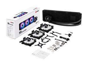 MSI MAG CORELIQUID 360R AIO Liquid CPU Cooler, 360mm Radiator, Triple 120mm PWM Fans, RGB Lighting Controlled by Software MSI MAG CORELIQUID 360R AIO Liquid CPU Cooler, 360mm Radiator, Triple 120mm PWM Fans, RGB Lighting Controlled by Software