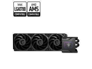 MSI MEG Core Liquid S360 AIO Liquid CPU Cooler, 2.4" IPS Display 360mm Radiator, Triple 120mm Silent Gale P12 PWM Fans, Controlled by MSI Center Software, AM5 Compatible