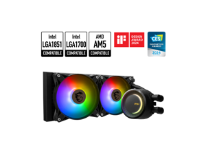 MSI MAG CoreLiquid E240 Black - AIO ARGB CPU Liquid Cooler - Rotating Cap Design - 240mm Radiator - Dual 120mm ARGB PWM Fans - LGA 1851,1700 Ready / AM5 Compatible