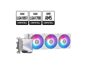 MSI MAG CoreLiquid I360 White - AIO ARGB CPU Liquid Cooler - Infinity Mirror Design - UNI Bracket - 360mm Radiator - Triple 120mm ARGB PWM Fans - LGA 1700/1851 / AM5/AM4 Compatible