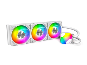 MONTECH HyperFlow ARGB 360 - AIO CPU Liquid Cooler, Intel&AMD Compatible, Chart-Topping Performance, Enhanced 3100RPM Water Pump Design, 3X Metal Pro 12 ARGB Ultimate Cooling Fans - White