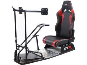 GTR Simulator Gtsf Model (Black Color) with Real Racing Seat, Driving Simulator Cockpit with Gear Shifter Mount and Triple or Single Monitor Mount GTR Simulator Gtsf Model (Black Color) with Real Racing Seat, Driving Simulator Cockpit with Gear Shifter Mount and Triple or Single Monitor Mount