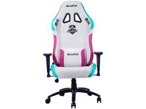 AutoFull Neonpunk Gaming Chair Racing Style Ergonomic High Back Computer Chair with Height Adjustment, Headrest and Lumbar Support E-Sports Swivel Chair, White