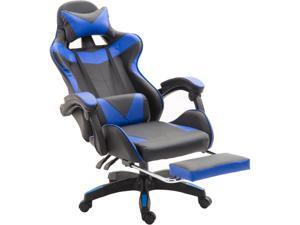 WEI&WEN Gaming Chair, Office Computer Game Chair, Height Adjustment Recliner Swivel Rocker with Headrest and Lumbar Pillow E-Sports Chair (Black/Blue) WEI&WEN Gaming Chair, Office Computer Game Chair, Height Adjustment Recliner Swivel Rocker with Headrest and Lumbar Pillow E-Sports Chair (Black/Blue)