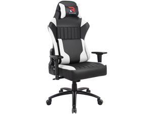 High Back Big & Tall Ergonomic Swivel Racing Gaming Chair-  Adjustable Tilt Angle and 2D Armrests Executive Computer Desk Office Chair Bonded Leather Rocking Function Metal Base Wide Backrest&Headrest