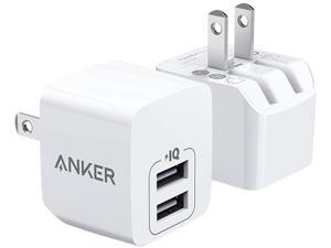 Anker 2-Pack Dual Port 12W USB Wall Charger with Foldable Plug, PowerPort mini, White
