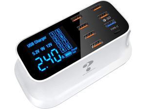 Nurbenn SN210 Multiple USB Charger, 8-Port Desktop Charging Station Hub with Quick Charge 3.0 USB Port, Type C Port and LCD Display, Compatible with iOS & Android Devices (iPhone, iPad, Huawei, Samsun Nurbenn SN210 Multiple USB Charger, 8-Port Desktop Charging Station Hub with Quick Charge 3.0 USB Port, Type C Port and LCD Display, Compatible with iOS & Android Devices (iPhone, iPad, Huawei, Samsun
