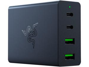 Razer USB-C 130W GaN Charger Portable Powerhouse: Small and Mighty - Charge Up-To-4 Devices - Faster Charging - Mobility in Mind - Safer Power Delivery - Black